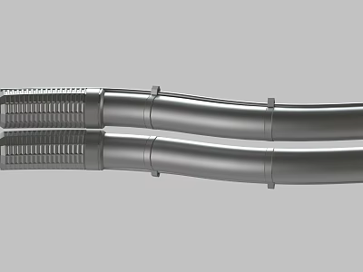 Silver Metal Pipes With Curved Design And Smooth Surface Connection Parts 3d model