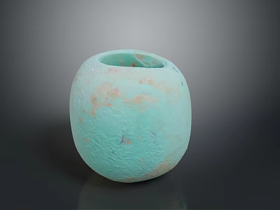 Light Green Round Ceramic Sculpture With Unique Textured Surface Artistic Vessel Design 3d model