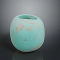 Light Green Round Ceramic Sculpture With Unique Textured Surface Artistic Vessel Design
