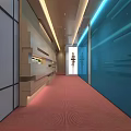 Public Office Space Interior With Wooden Walls Red Carpet Black Stools Plants And 2016