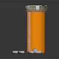Orange Supplement Container With White Tablets For Nutritional Support