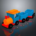 Colorful Toy Train with Orange Engine Blue Cars Black Wheels and Red Base