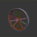 Vintage Wooden Wheel With Metal Rim A Decorative Household Item For Home Use