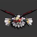 Game Movie Character With Red Butterfly Wings Red Bow White Black Outfit Diamond Patterned Stockings