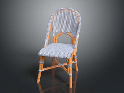 Stylish Wicker Chair With Wooden Frame And Woven Seat Backrest Design 3d model