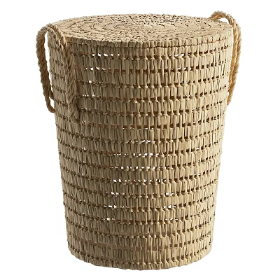 Handmade Woven Storage Basket With Handles For Home Organization Natural Design 3d model