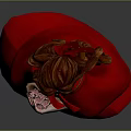 Realistic 3D Model of Little Red Riding Hood Wearing Red Cloak Holding Basket