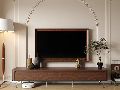 Antique TV Cabinet Floor Lamp Decorative Ornaments 3d model