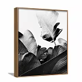Black And White Botanical Leaf Prints Framed Wall Art Decor 3d model