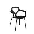 Modern Black Bar Stools With Curved Armrests And Swivel Five-Pointed Base Design