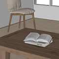 Open Book On Wooden Table With Stacked Books In Minimalist Room