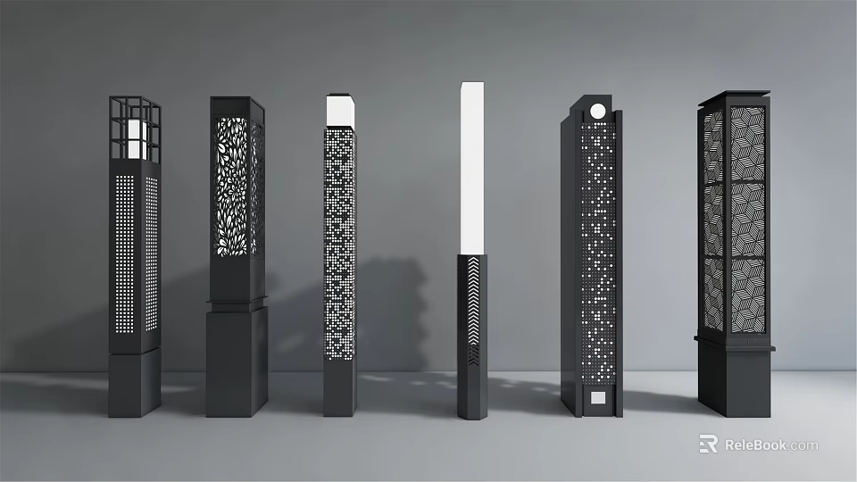 Modern Outdoor Lights With Various Decorative Column Designs For Exterior Use 3d model