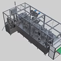 Automated Industrial Equipment Production Line With Transparent Enclosure Mechanical Components And Conveyor Belt