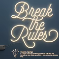 Neon Light Set USB Powered Wall Decor Kids Room with Break the Rules Message 3d model