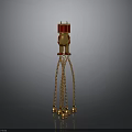 Golden Red Decorative Ornament Design With Hanging Chains And Small Bells