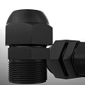Black Industrial Pipe Fittings With Hexagonal Design And Threaded Ends
