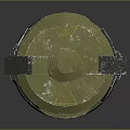 Industrial Green Mechanical Device With Gray Handles Yellow Components And Sturdy Base