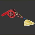 Red Black Whistle with Silver Triangular Pendant for Daily Essentials 3d model