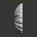 White Flower Shaped Sculpture with Radial Texture and Grid Pattern Center on Dark Reflective Surface