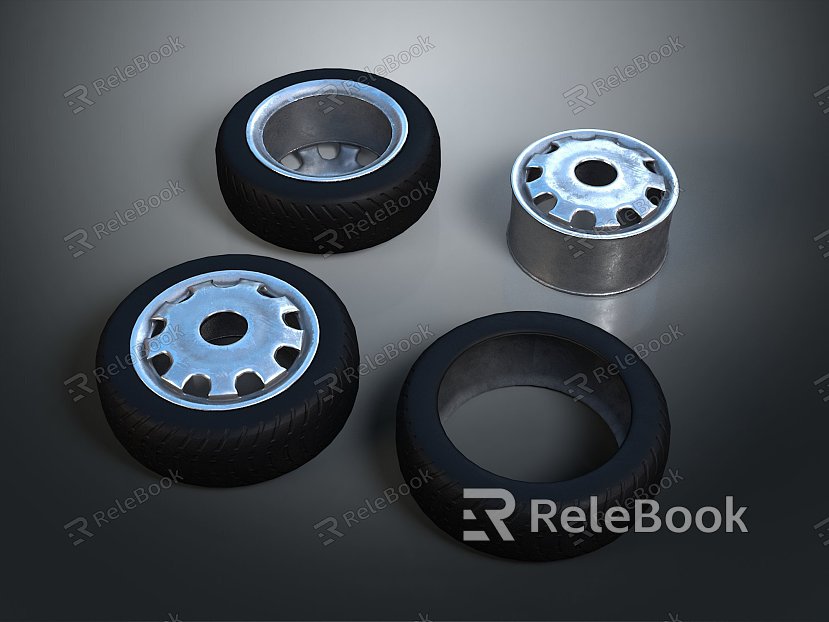 Modern tire wheel worn tire car outer tire model