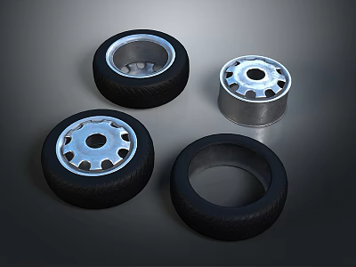 Modern tire wheel worn tire car outer tire 3d model