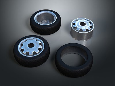 Modern tire wheel worn tire car outer tire 3d model