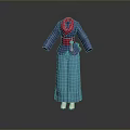 Man Wearing Traditional Blue Jacket Red Belt and Cyan Skirt Costume