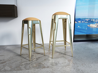 Modern Bar Stool Metal Bar Chair 3d model