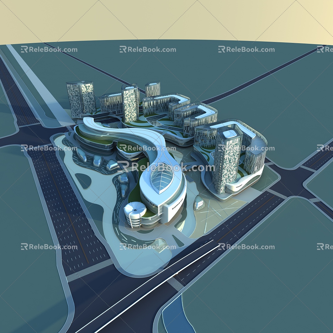 Modern Aerial View Large Planning Body Surface Complex Commercial Center 3d model