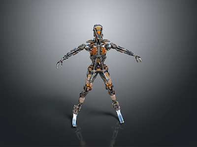 Detailed Mechanical Robot Character With Futuristic Design And Metallic Components In Standing Pose 3d model