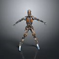Detailed Mechanical Robot Character With Futuristic Design And Metallic Components In Standing Pose