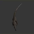 3D Carnivorous Dinosaur Model With Striped Skin And Standing Pose On Gray Background