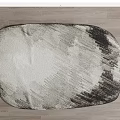 Modern Shaped Rug With Gray White Textured Design For Home Interior Decor