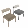 Modern Single Chair With Light Backrest Dark Gray Cushion And Metal Frame 3d model