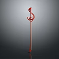 Modern Red Treble Clef Sculpture With Slim Pole On Gray Backdrop 3d model