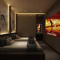 Luxury SPA Sauna Relaxation Lounge With Comfortable Seats Soft Lighting And Entertainment Screen