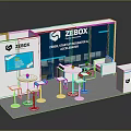 ZEBOX Exhibition Booth Design With Modern Display Wall White Tables And Chairs