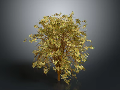 Lush Decorative Tree With Golden Leaves And Vibrant Yellow Foliage For Indoor Decoration 3d model