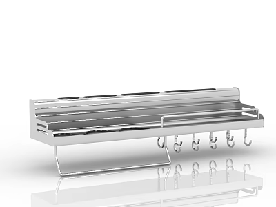 Durable Stainless Steel Kitchen Utensil Hanging Rack With Multiple Hooks For Organizing 3d model