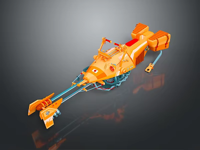Orange Concept Toy Car With Mechanical Structure And Blue Detailed Components Design 3d model