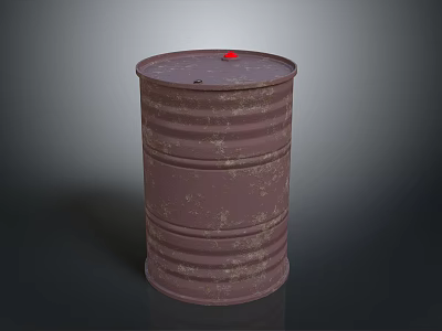Rustic Brown Metal Barrel With Red Lid For Home Storage Needs 3d model