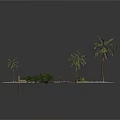 Tropical Island Scene With Wooden Pathway Palm Trees White Sand And Bushes