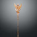 Golden Decorative Weapon Scepter With Wings And Snake Ornament Design