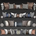 Modern Multicolor Pillow Set With Geometric Patterns Brown Beige Blue Gray Tones And Textures