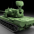 Modern Green Military Tank With Armored Cannon Antenna And Track Design