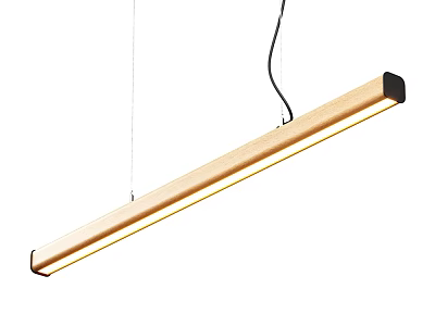 Sleek Modern Linear Chandelier With Wooden Design And Warm Illumination 3d model