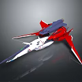 Futuristic Red And White Sci Fi Spacecraft Model With Sharp Wings And Aerodynamic Design 3d model