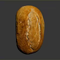 Freshly Baked Golden Bread With Cracked Crusty Surface On Black Background