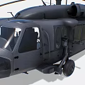 Military Helicopter With Dark Exterior Rotor Blades Fuselage And Structural Details