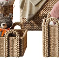 Woven Rattan Storage Baskets with Handles Various Sizes for Toy Storage and Home Organization